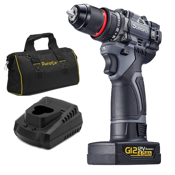 Durofix G12 Series 12V Cordless Li-ion 3/8in Drill Driver Kit w/ 4.0 Ah Battery 1,800 RPM RK12136-PG - main